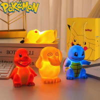 4PcsSet Pokemon Pikachu Night Light Kawaii Anime Bedside Lamp Room Decoration Action Figures Children Toys Christmas Gifts