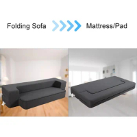 10 inch modern folding sofa bed memory foam full set sofa living room guest mattress couch, dark grey 75 "D x 54" W x 10 "H