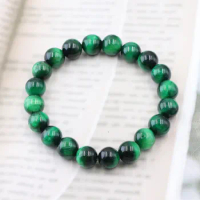 Trendy Natural Stone Beads Charms Bracelet Green Tiger Eyes Strand Charms Bracelet Women Health Lucky Gifts Jewelry 7.5" B219