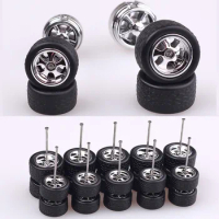 1/64 Wheels Alloy Car Wheel With Rubber Tires 1/64 Model Modification Front Rear Tires For 1:64 Matchbox/Domeka/HW/Model Cars