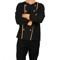 BREWSUNIQ Executive Chef Jacket Long Sleeve Black Yellow Line Size M - Baju Chef / Koki Pria Wanita