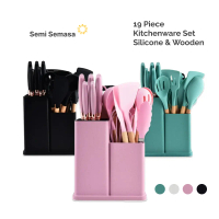 19 Piece Kitchenware Set | Utensils Set | Sutil & Pisau | Silicone & Wooden | Anti Panas & anti Leng