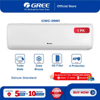 GREE AC DELUXE STANDARD N1 Series - 1PK - GWC-09N1 - KOMPRESSOR BLACK DIAMOND FIN - PUTIH (Indoor-Ou