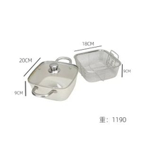 內地直送 - 新款方形蒸鍋家用麥飯石加厚多功能燃氣電磁爐不粘鍋雙耳煎炸一體