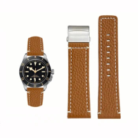 20mm 22mm Vintage Genuine Leather Watch Strap Men Women for Seiko Tissot Tudor Breitling Steel Folding Buckle Cowhide Watchband