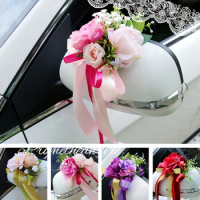 1PC Wedding Decoration Simulation Flowers Garland for Wedding Car Decoration Door Handles Mirror Flower Decorations Party Supply
