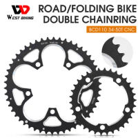WEST BIKING 34T/50T Bicycle Chainring 110BCD Road Bike Crankset Single Plate Parts For 8/9/10/11 Speed Chainwheel Double Crown