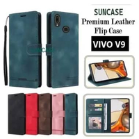 SUNCASE Vivo V9 cover hp model dompet multi fungsi flip case wallet leather SUNCASE PINK