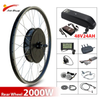 Ebike Conversion Kit with Battery 2000W 26" 700C Rear Wheel Hub Motor Brushless Gearless Electric Motor for Bicycle Adult Ebikes
