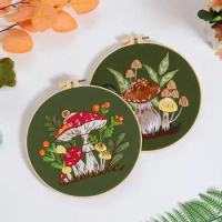 Fun Mushroom Hand Embroidery Kit For Cross-Stitching Enthusiasts Flowers Pattern Embroidery Starter Cross Stitch DIY Embroidery