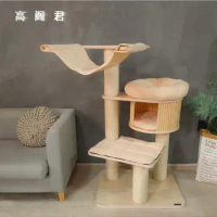 Solid Wood Cat Climbing Frame, Cat Litter Tree, Sisal Scratching Board, Scratching Post, Jumping Platform Toy