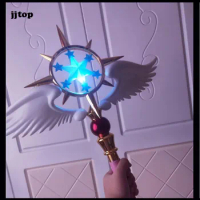 with light Sakura Card Captor Magic Wand Glowing Clear Card Kinomoto Sakura Magic Star Wand Anime Cosplay Props Weapon NECKLACE