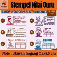 Stempel Penilaian Guru, Koreksi, Reward, Checked simpel siap pakai gratis tinta warna Hitam / Merah 