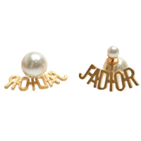 【Dior 迪奧】經典仿舊金屬JADIOR大小珍珠造型穿式耳環(金E1293TRIRS_D908)