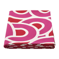 SÖTRÖNN 桌巾, 具圖案 白色/亮紅色 粉紅色, 145x240 公分
