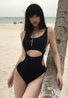 Sunnydaysweety 2025連體鏤空性感比基尼泳衣CA25052331BK