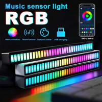 RGB Pickup Light Smart 32LED Sound Control Lights APP Control Music Rhythm Atmosphere Light For Car Tv Game Desktop Decora Light