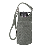 《TRAVELON》多功能防盜水壺袋(灰) | 水瓶袋 手搖杯袋 飲料杯袋 環保杯袋