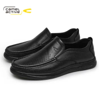 Camel Active Men Loafers Autumn New Retro Black Breathable Man Genuine Leather Men's Trend Casual Shoes