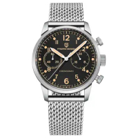 PAGANI DESIGN-Luxury Quatrz Watch for Men, Waterproof Stainless Steel Watch, Luminous Watch, VK64, 100m, PD1708, New, 2023