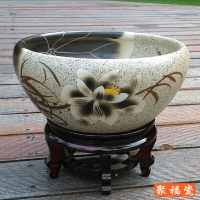 陶瓷花卉睡蓮缸手工可開孔多肉盆金魚缸荷花蓮花盆龜缸家用水培盆