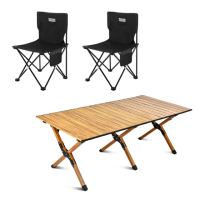 【E.C outdoor】戶外露營折疊輕量桌椅三件組-贈收納袋(露營桌椅 收納桌椅 摺疊桌椅)