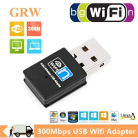 Grwibeou 300Mbps USB Wifi Adapter 2.4Ghz Antenna Wifi Adapter USB 802.11n Ethernet PC Wi-Fi Adapter Lan Wifi Dongle Receiver