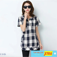 Baju Square Hem RO HEM KOTAK Wanita KATUN HITAM Kekinian@@ Fit Motif Atasan Top