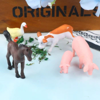 Cute DIY Animal Farmland Worker Pig Horse Cow Duck Model figurine Goat home decor miniature fairy garden decoration accessories