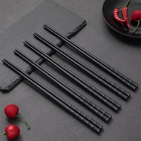 New Reusable Black Alloy Chinese Chopsticks Food Sushi Sticks Safe Bamboo Food Grade High Temperature Sterilizable Chopsticks