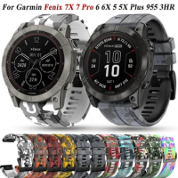 Camouflage Silicone Watchband For COROS Vertix 2 Bracelet For Garmin Fenix 6X 6Pro 5 5X Plus 7X 3 HR Epix 26 22mm Quickfit Strap