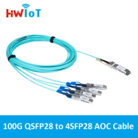 100G QSFP28 to 4xSFP28 Active Optical Cable Assembly 1m 2m 3m 5m 7m 10m AOC Compatible Cisco Huawei Arisata Juniper Etc