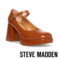 STEVE MADDEN-MINGLE 瑪莉珍粗跟厚底鞋-咖啡色