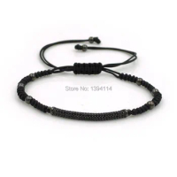 38*4*3mm Micro Pave Black CZ Arc Tube Connector Charm Bracelet Braided Centipede Knot