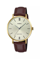 Casio Women's Analog LTP-VT01GL-9BUDF Gold tone Brown Leather Watch