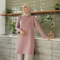 Geulis.id BASIC TUNIC BASIC COLOR / TUNIK KAOS / TUNIK POLOS / KEMEJA MERAH L MAUVE