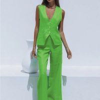 Tesco 2 Fashion Suit For Women Slim Fit Women Suits 2 Pieces Vest+Pant Women Suits Sets Elegant Wedding Party