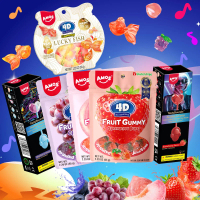 AMOS Music Lollipops&Lucky Fish&4D Bursting Fruit Gummies — Made with Natural Fruit Juice | A Fun & 