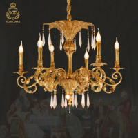 French Copper Crystal Chandelier Living Dining Room Study Bedroom Lighting European Villa Luxury Atmosphere Creative Lamps