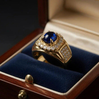 Batu Cincin Mustika Lipan Biru Size Kantoran - Perhiasan Elegan dengan Batu Biru Mewah - 6