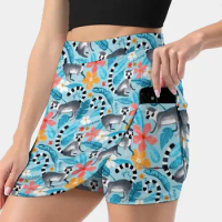 Gouache Lemur Land On Blue Skirts Woman Fashion 2022 Pant Skirt Mini Skirts Office Short Skirt Lemurs Lemur Pattern Gouache