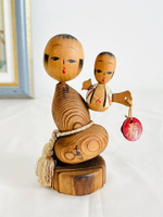 日本昭和 鄉土玩具  杉木葫蘆福祿福錘開運木芥子人形置物擺飾