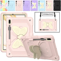 For Samsung Galaxy Tab S7 FE S8 S9 Plus 12.4 inch SM-X810 T970 T730 SM-X710 Tablet Case 3D Butterfly Kids Silicon PC Stand Funda