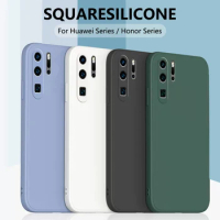 P40 Lite Case Square Silicone Soft Cover For Huawei P50 Pro P40 P30 Lite P20 Pro Mate 40 30 20 P Smart 2021 Honor 60 70 Pro Case