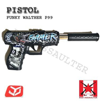 Walther P99 Water Gel Blaster WGG WGB With Silincer Mainan Tembakan Kokang Biru