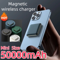 50000mAh Mini Power Bank Magnetic Wireless Charger External Battery Fast Charging Powerbank For Xiaomi iPhone 15 14 13 12 Series