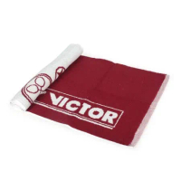 VICTOR 運動毛巾-一只入 海邊 浴巾 游泳 戲水 慢跑 路跑 勝利 酒紅白