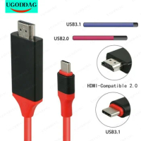 2M USB 3.1 Type C to HDMI-compatible 4K Adapter Type C Cable For MacBook For Samsung Galaxy S9/S8 For HUAWEI P20 Pro/P30 Pro