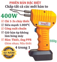Mỏ hàn xung thông minh Welgun 400W dùng pin - Gia Nhiệt Không Độ trễ, WS-1400-PN, nặng 500g