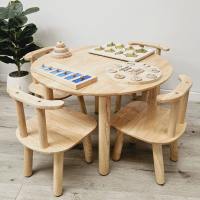 Bộ Bàn Tròn 4 Ghế Montessori Bằng Gỗ Cao Cấp Thương Hiệu ÚC SKU121.1 - Bàn Đa Năng An Toàn Cho Bé Từ